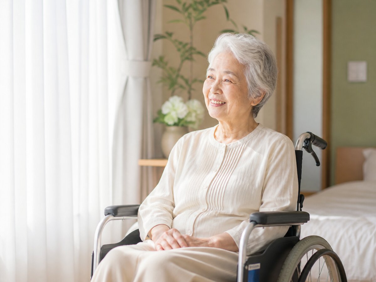 窓辺で穏やかに過ごすご利用者様
