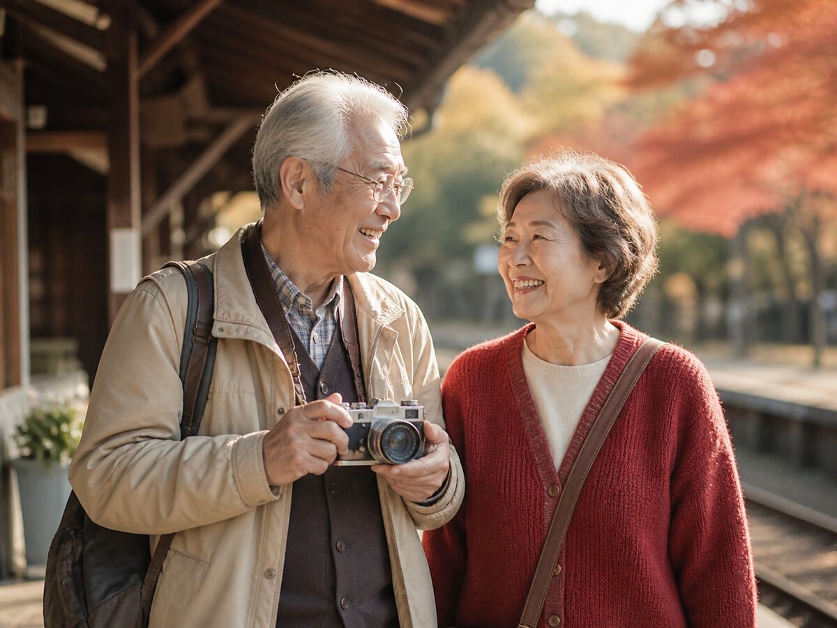 リハビリで歩けるようになり旅先で笑顔のご夫婦